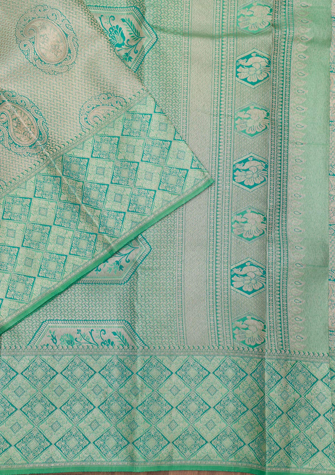 Pista Green Zariwork Pure Silk Saree-Koskii