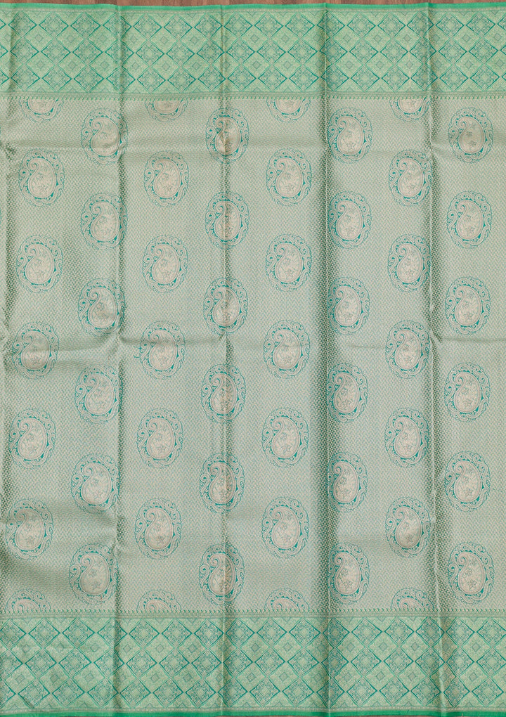 Pista Green Zariwork Pure Silk Saree-Koskii