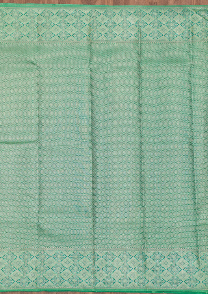 Pista Green Zariwork Pure Silk Saree-Koskii