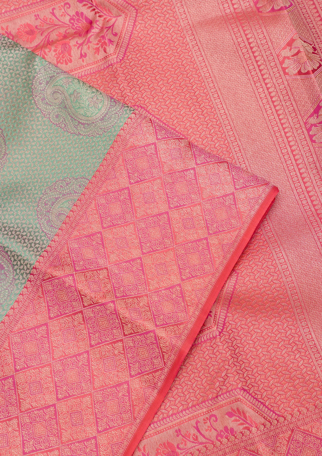 Pista Green Zariwork Pure Silk Saree-Koskii