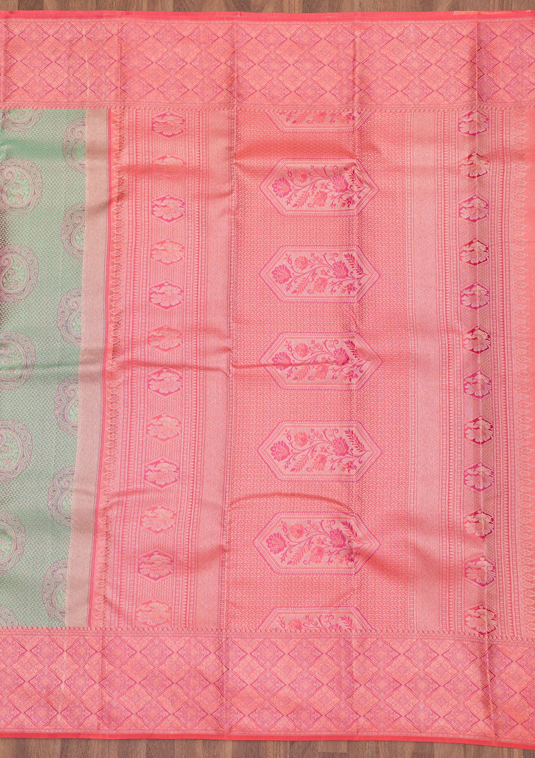 Pista Green Zariwork Pure Silk Saree-Koskii