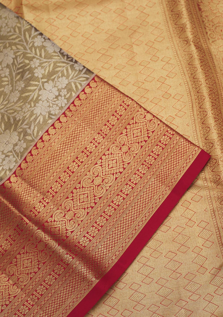 Pista Green Zariwork Pure Silk Saree-Koskii