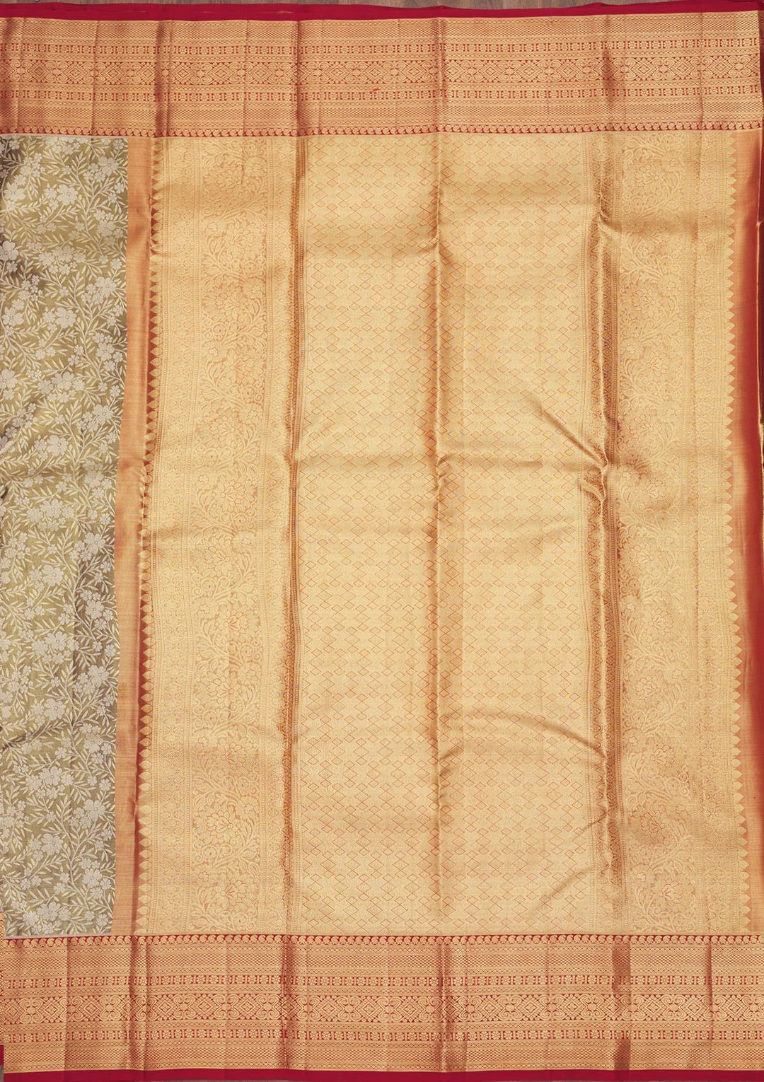 Pista Green Zariwork Pure Silk Saree-Koskii