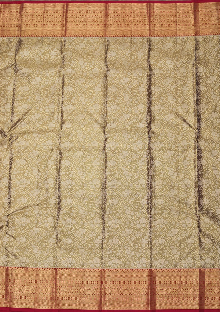 Pista Green Zariwork Pure Silk Saree-Koskii