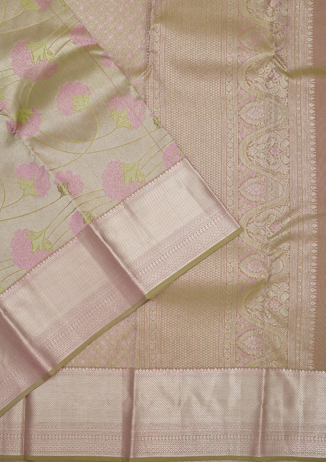 Pista Green Zariwork Pure Silk Saree-Koskii