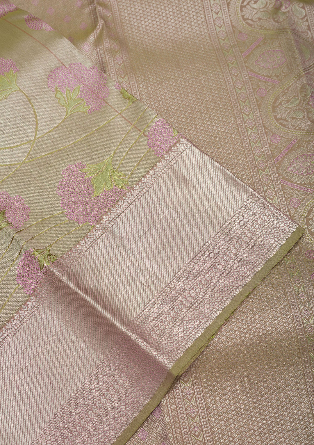 Pista Green Zariwork Pure Silk Saree-Koskii