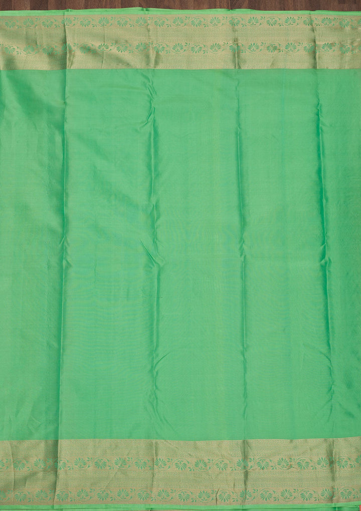 Pista Green Zariwork Pure Silk Saree-Koskii