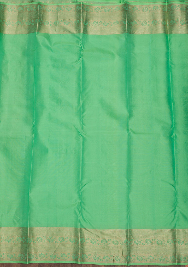Pista Green Zariwork Pure Silk Saree-Koskii