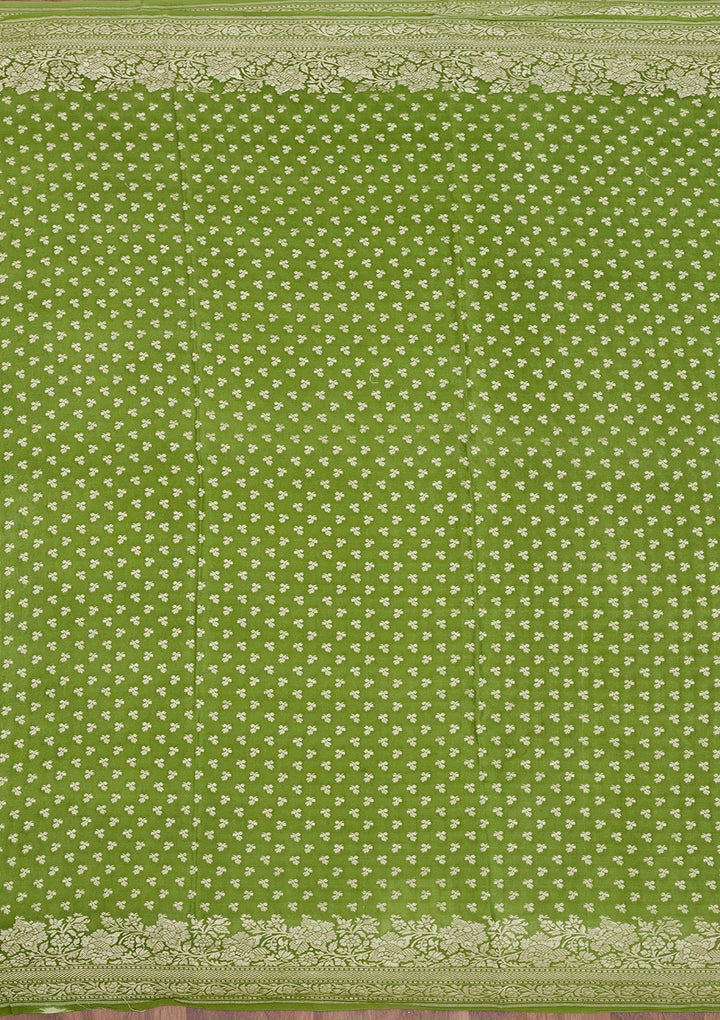 Pista Green Zariwork Pure Silk Saree-Koskii
