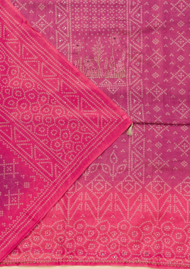 Purple Mirrorwork Tissue Unstitched Salwar Suit