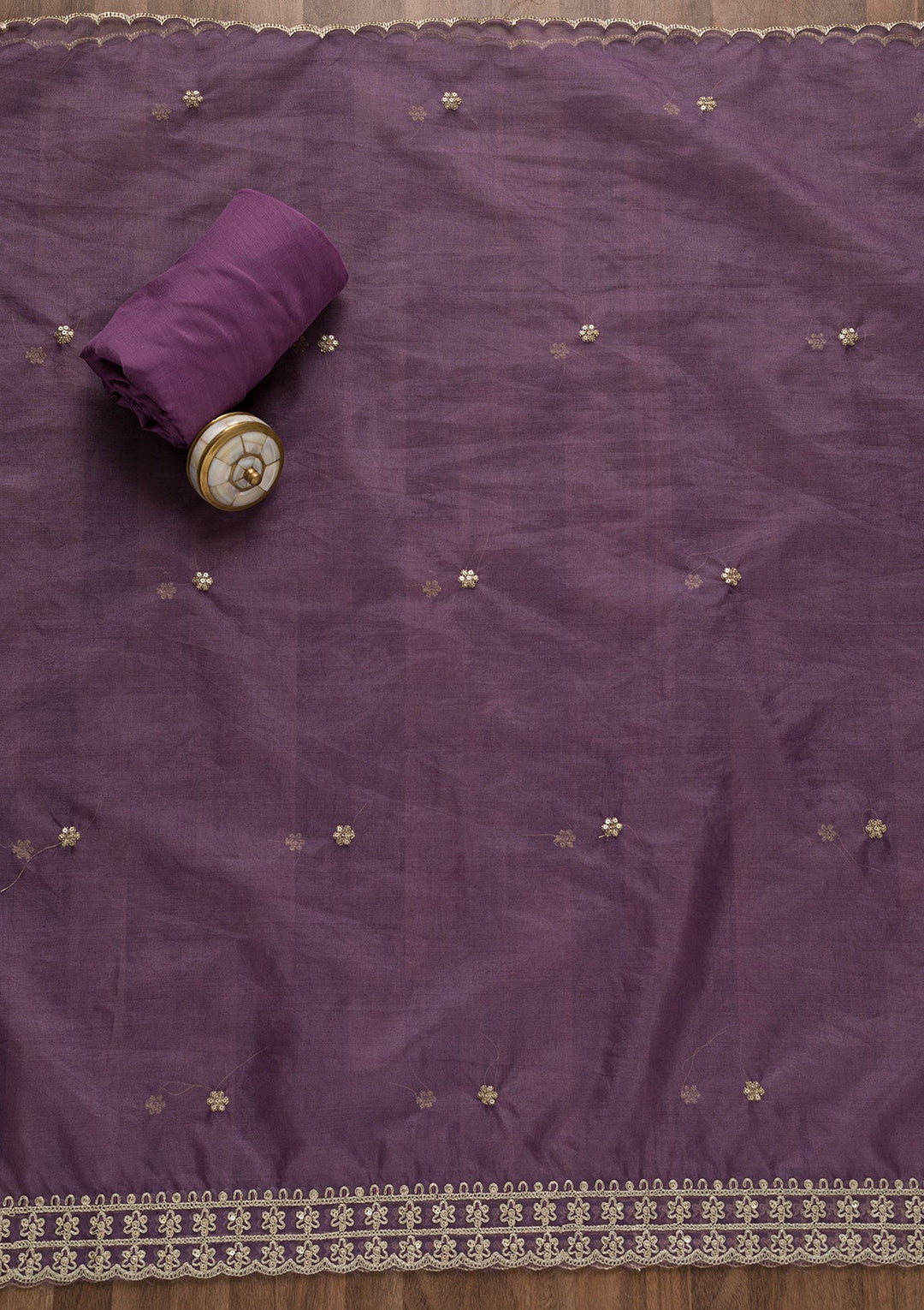 Purple Printed Tissue Unstitched Salwar Suit-Koskii