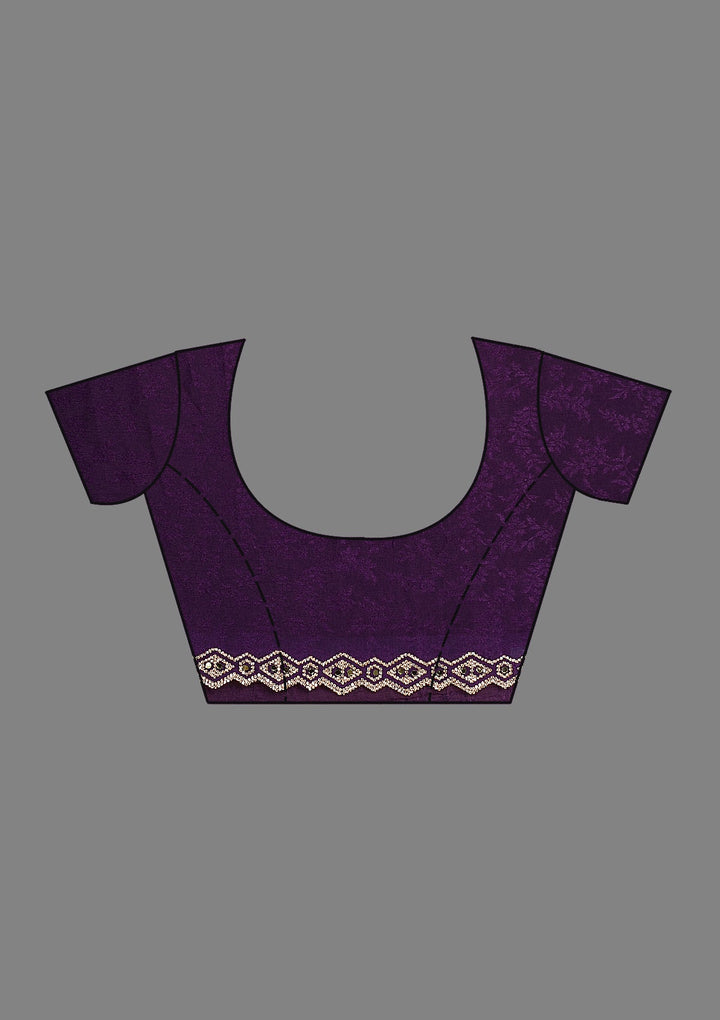 Purple Stonework Semi Crepe Saree-Koskii