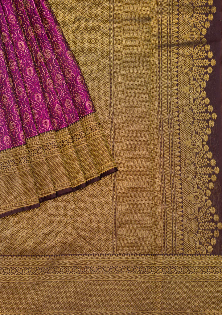 Purple Zariwork Pure Silk Saree-Koskii