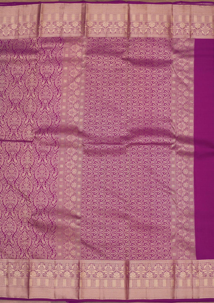 Purple Zariwork Pure Silk Saree-Koskii