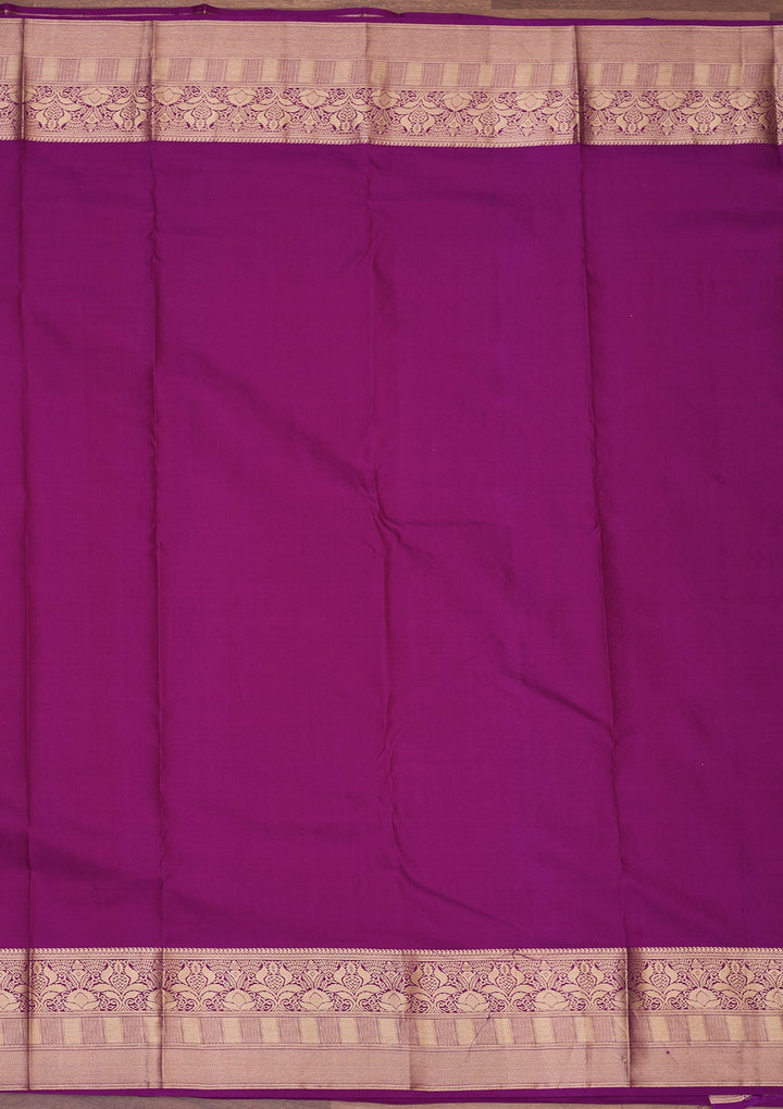 Purple Zariwork Pure Silk Saree-Koskii
