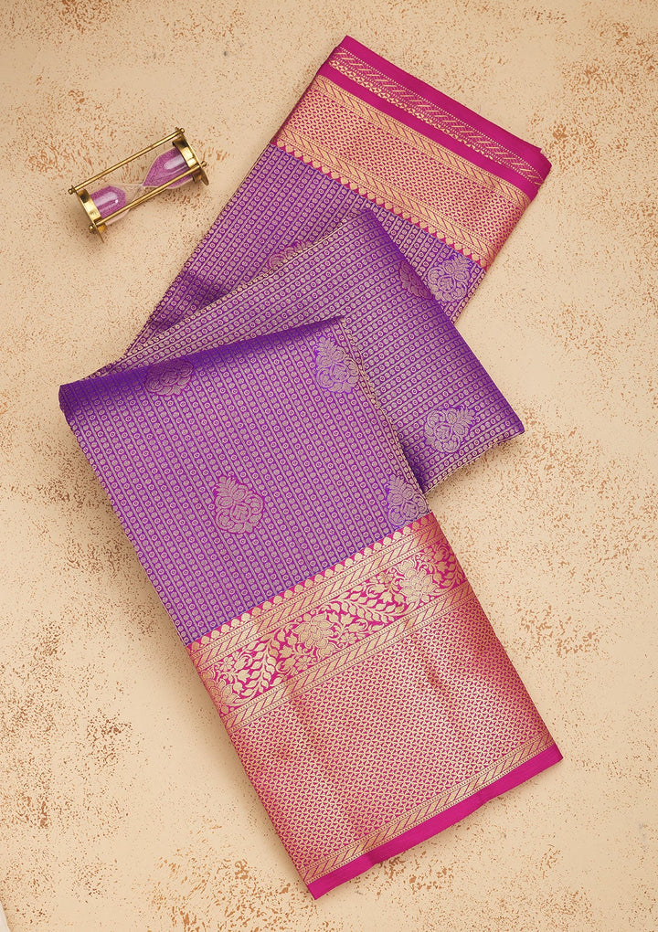 Purple Zariwork Pure Silk Saree-Koskii
