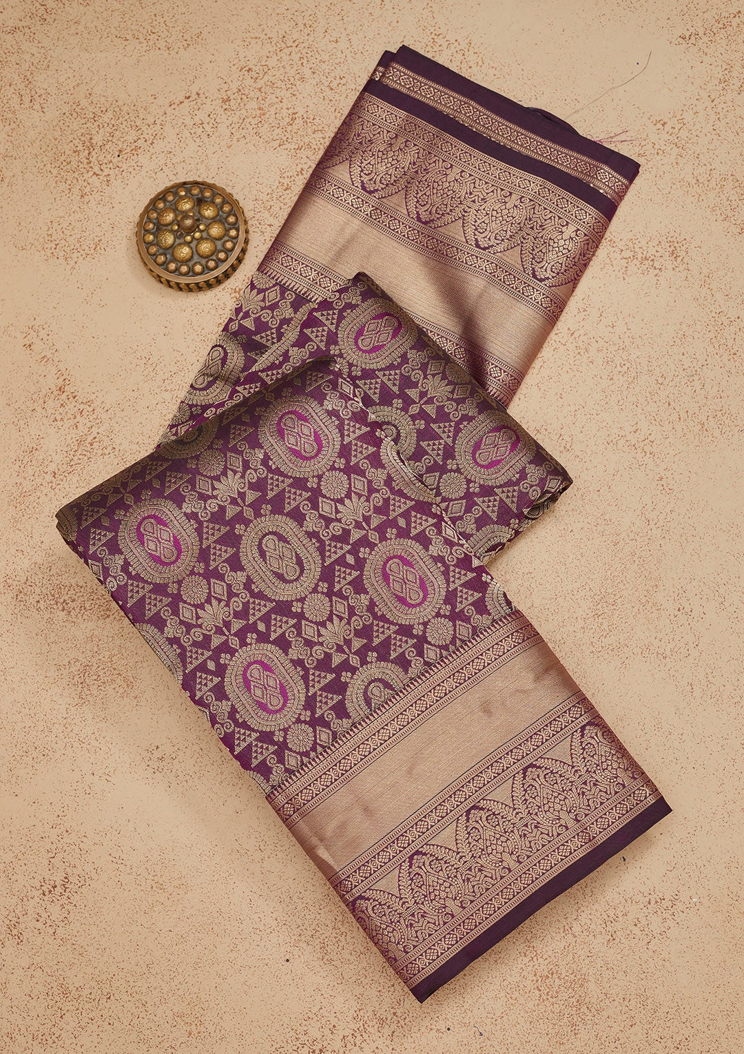 Purple Zariwork Pure Silk Saree-Koskii