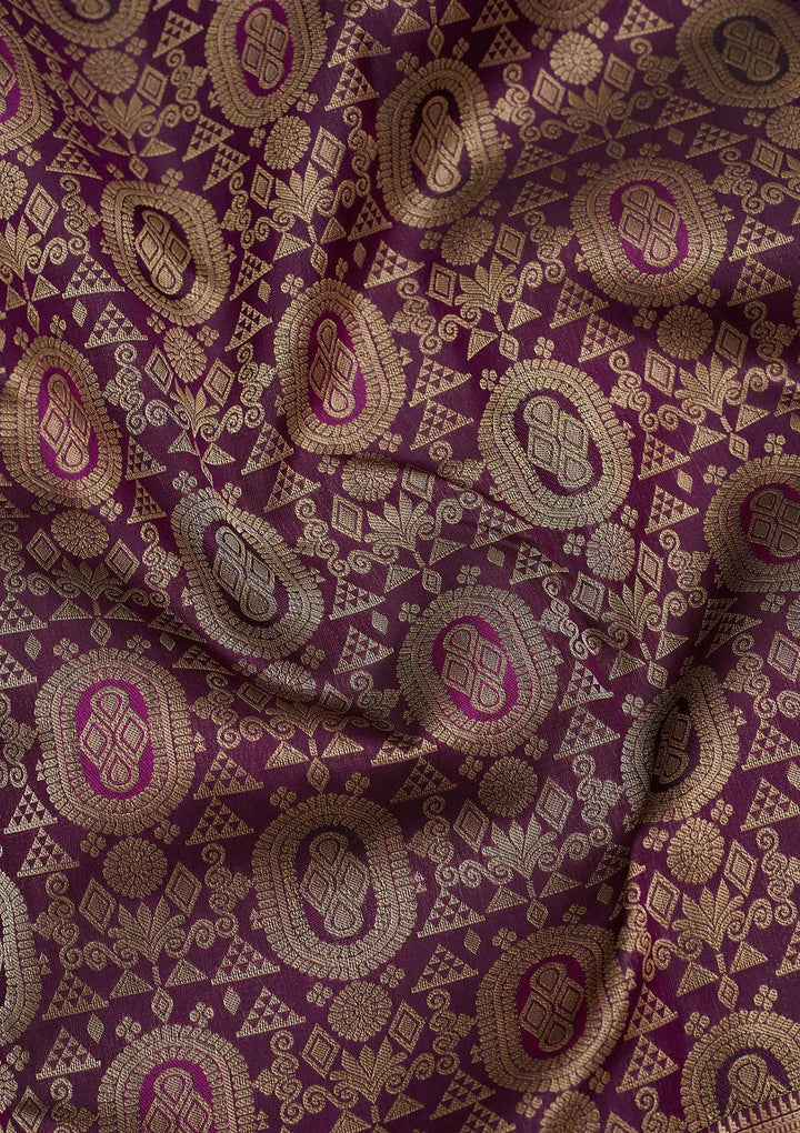 Purple Zariwork Pure Silk Saree-Koskii