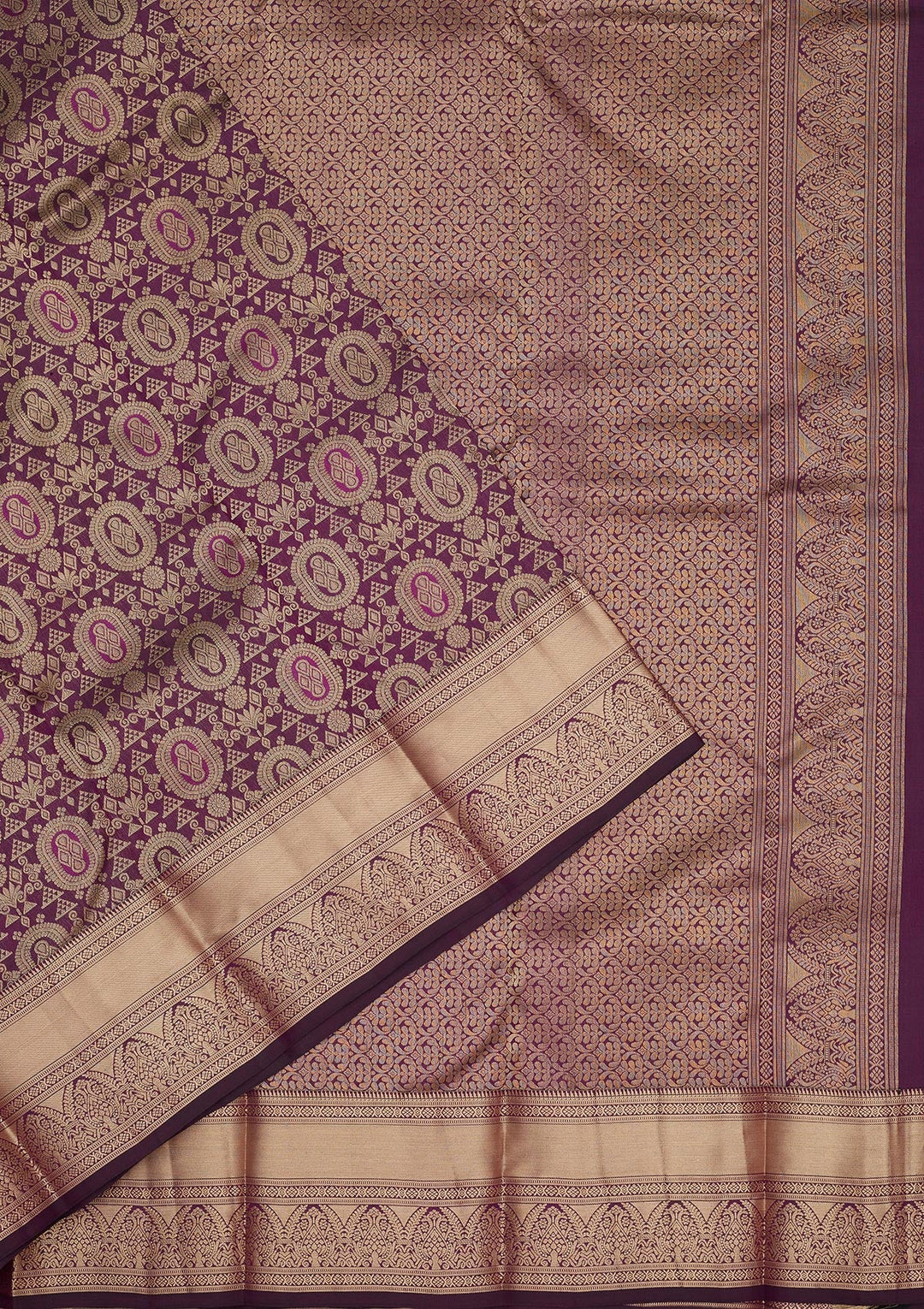 Purple Zariwork Pure Silk Saree-Koskii