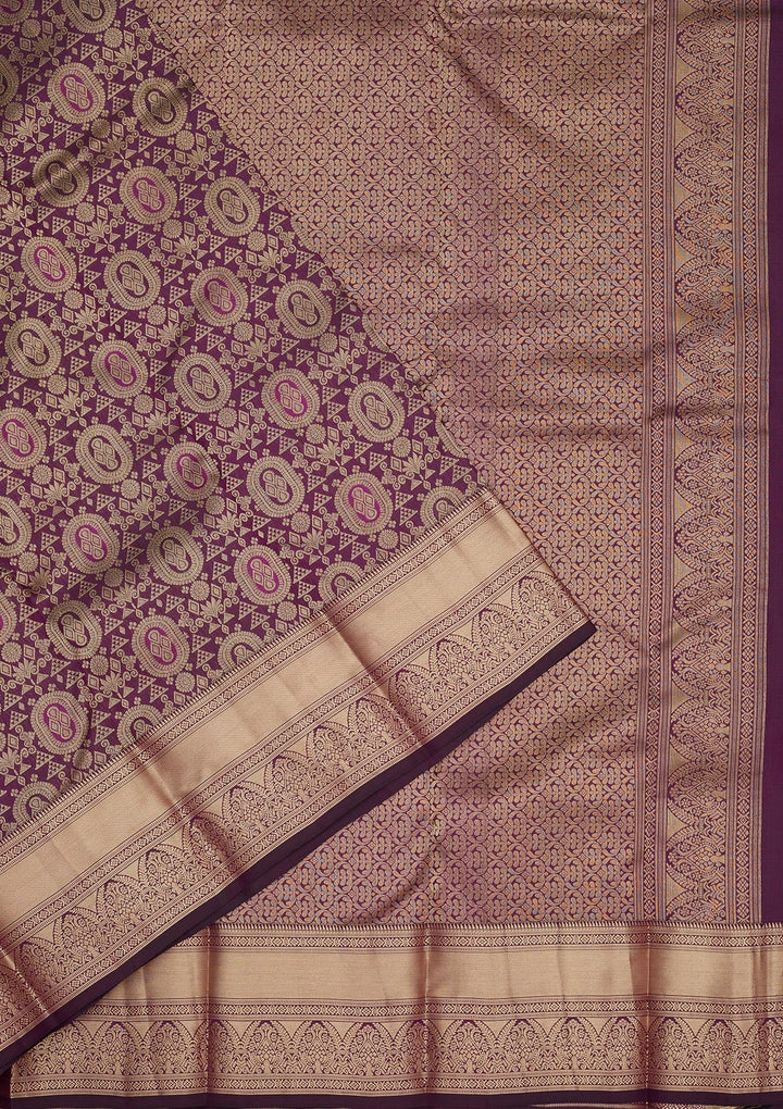 Purple Zariwork Pure Silk Saree-Koskii
