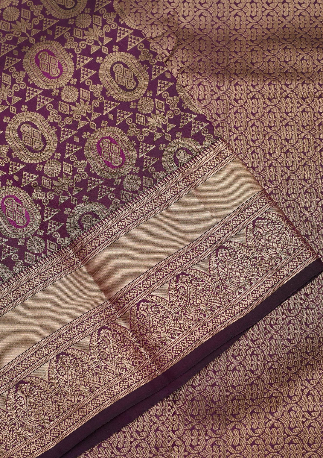 Purple Zariwork Pure Silk Saree-Koskii