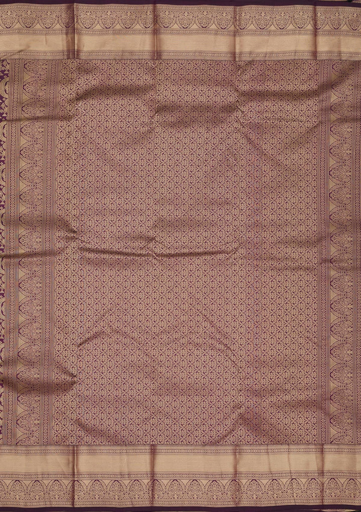 Purple Zariwork Pure Silk Saree-Koskii