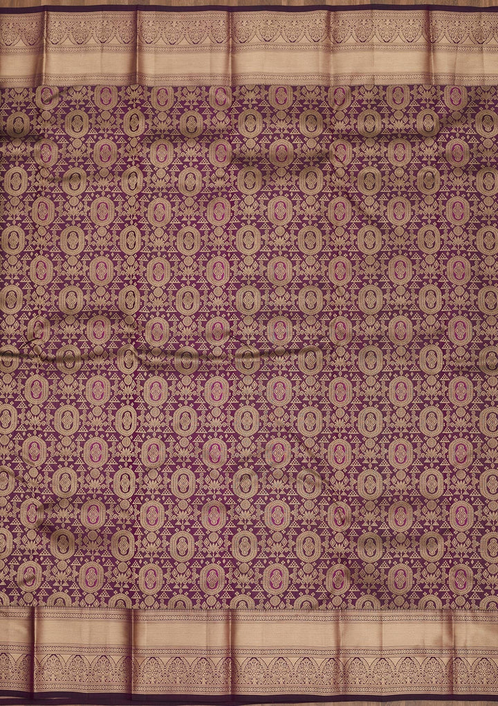 Purple Zariwork Pure Silk Saree-Koskii