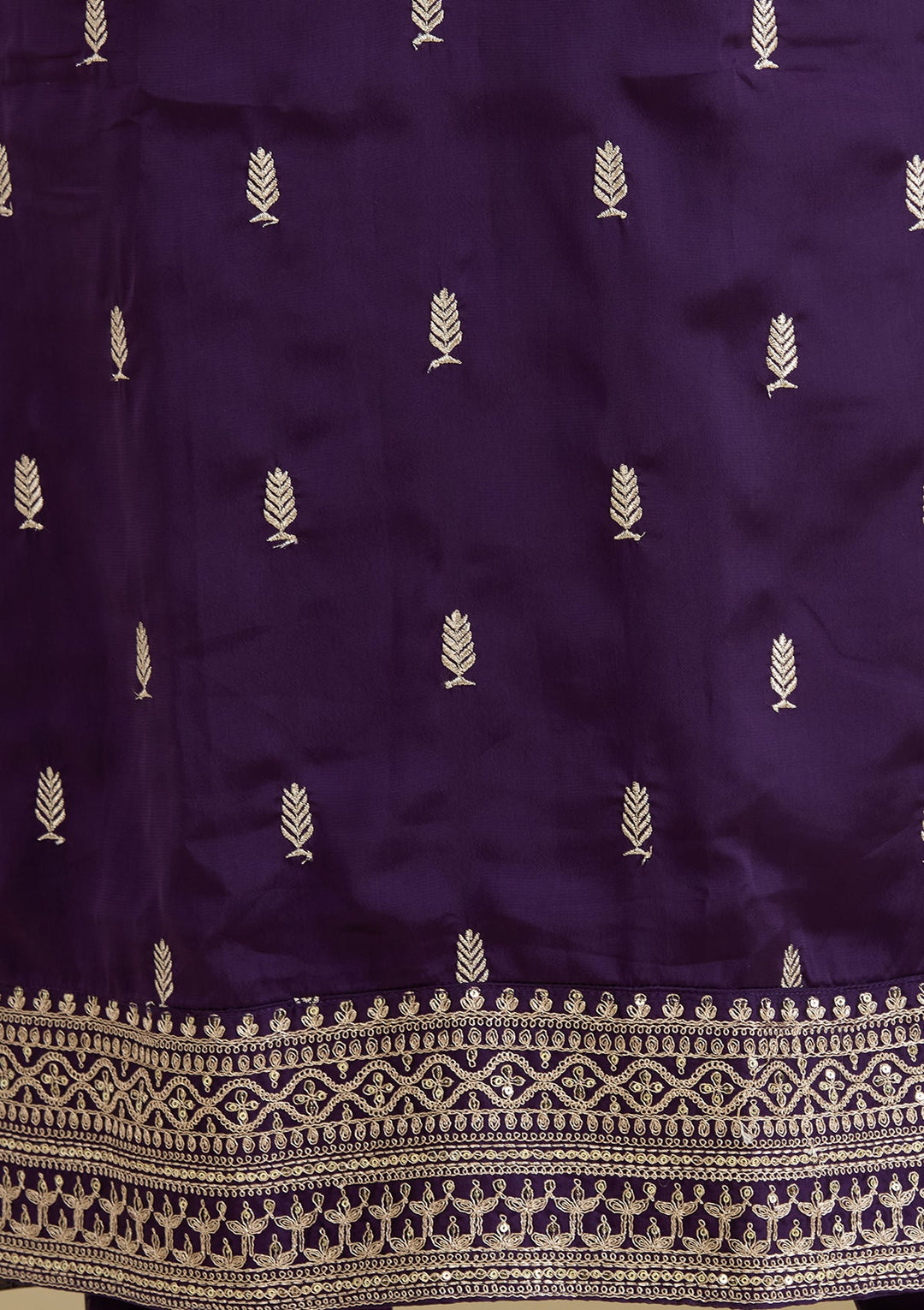 Purple Zariwork Semi Crepe Readymade Salwar Suit-Koskii