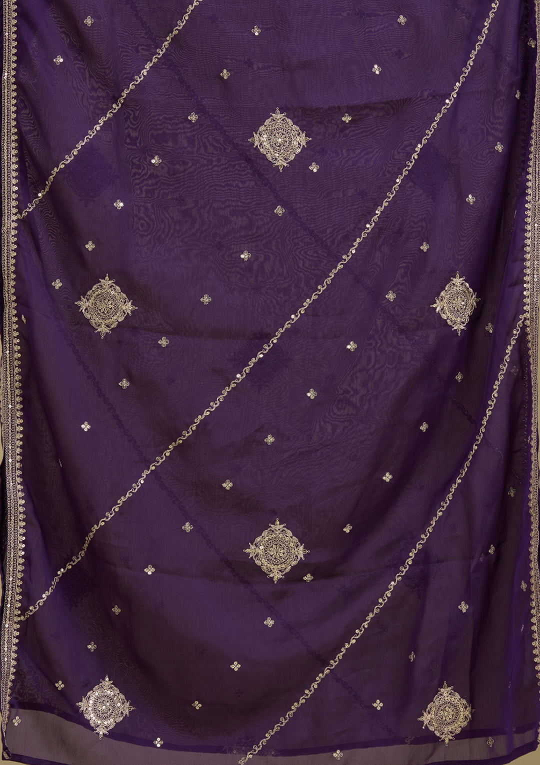 Purple Zariwork Semi Crepe Readymade Salwar Suit-Koskii