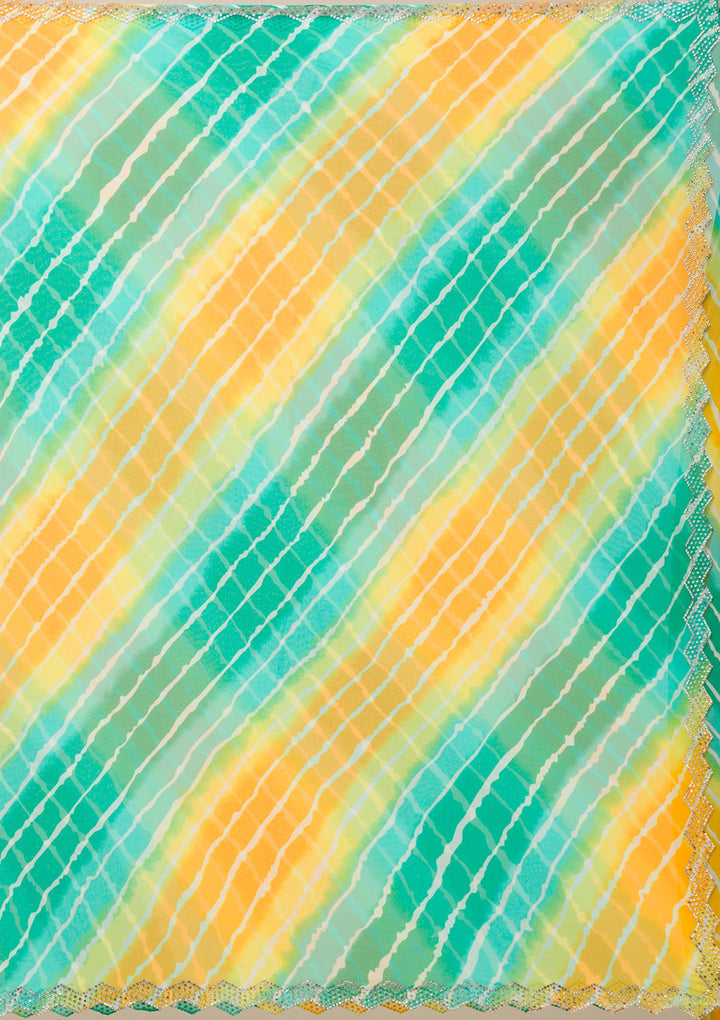 Rama Green Stonework Georgette Saree-Koskii