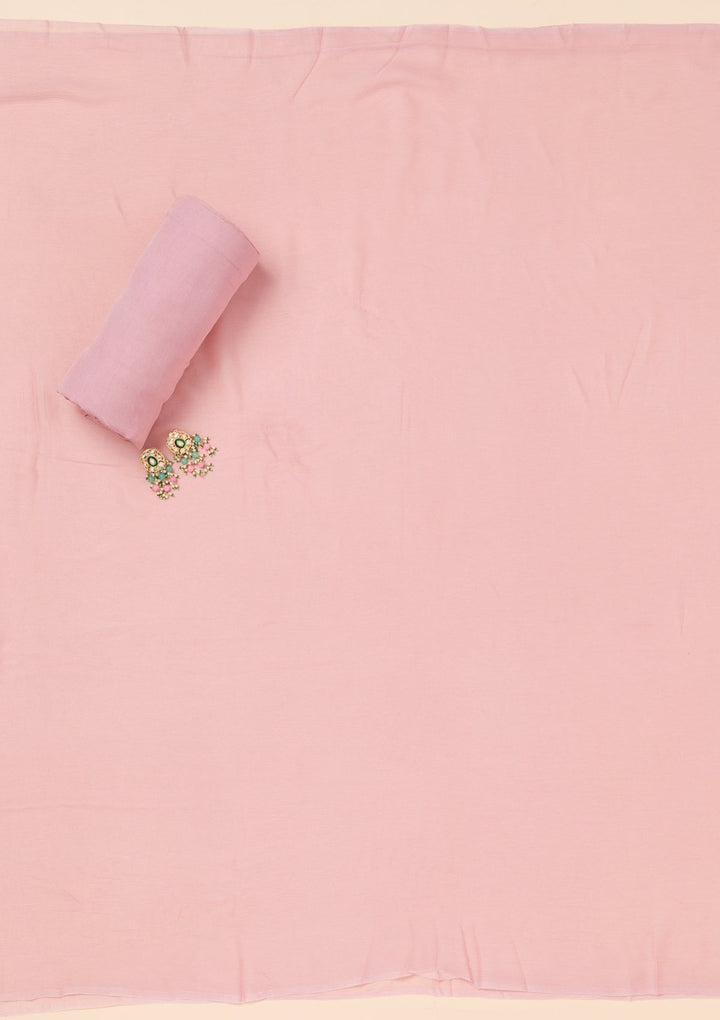 Lavender Threadwork Organza Unstitched Salwar Suit-Koskii