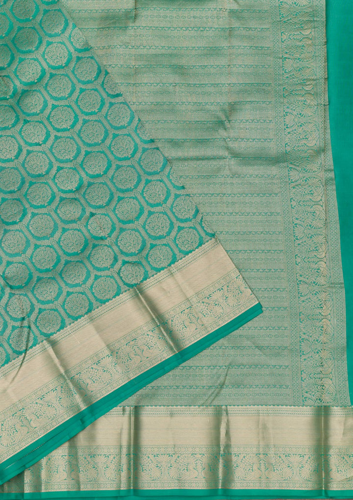 Rama Green Zariwork Pure Silk Saree-Koskii
