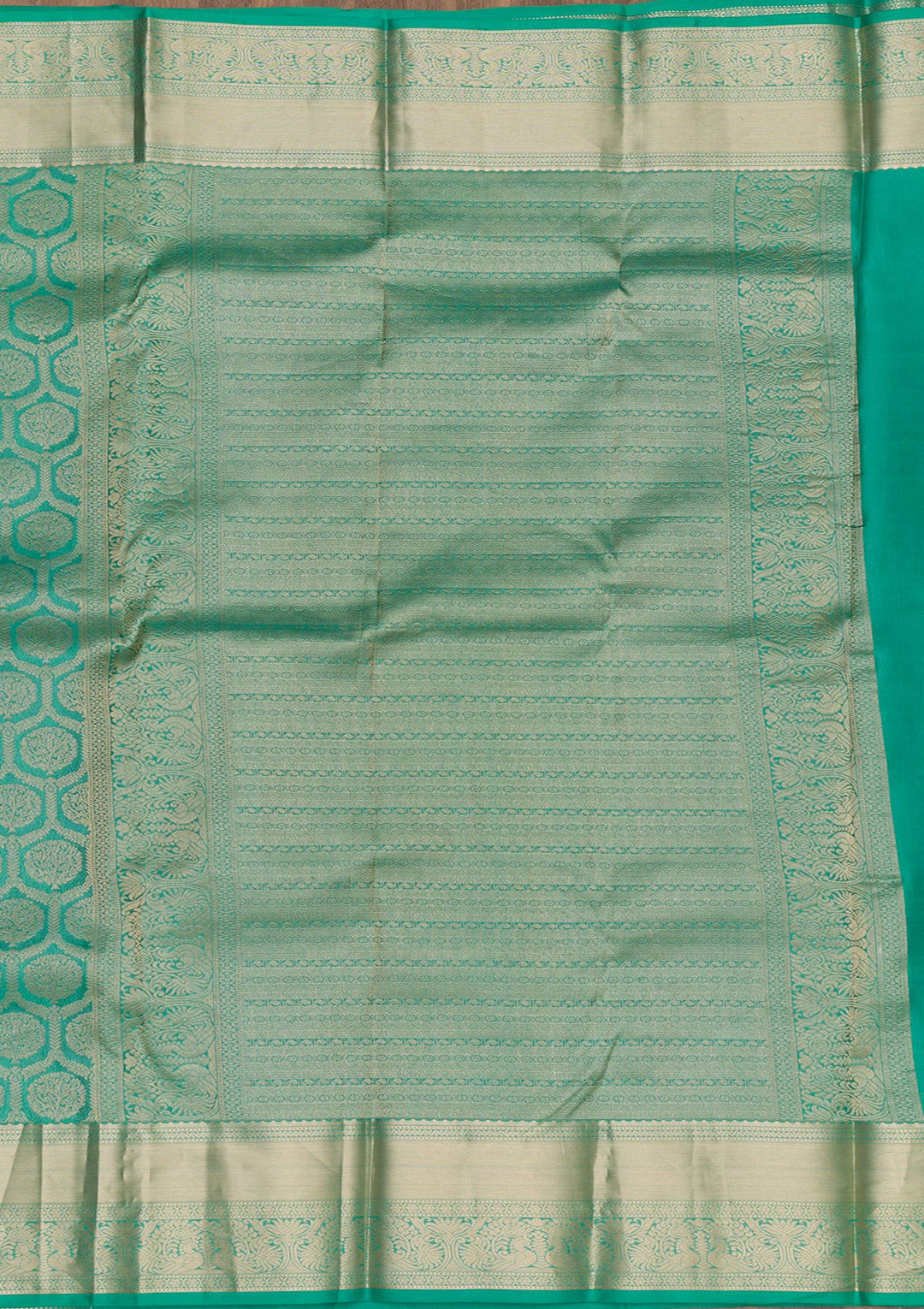 Rama Green Zariwork Pure Silk Saree-Koskii