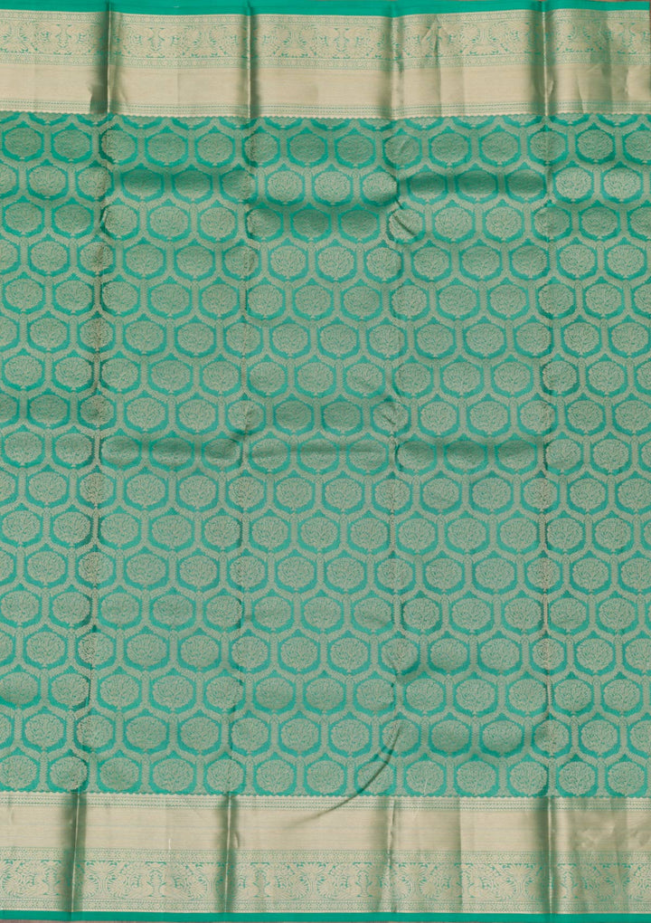 Rama Green Zariwork Pure Silk Saree-Koskii