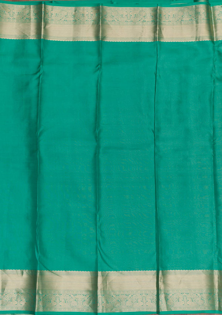Rama Green Zariwork Pure Silk Saree-Koskii