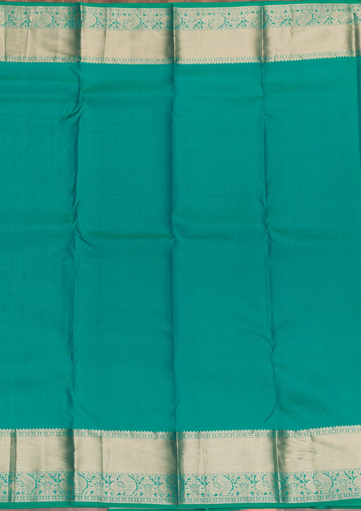 Rama Green Zariwork Pure Silk Saree-Koskii
