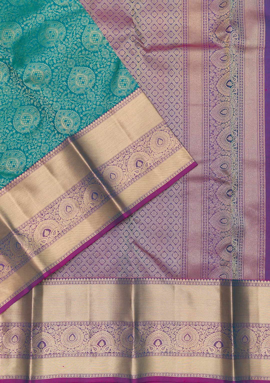 Rama Green Zariwork Pure Silk Saree-Koskii