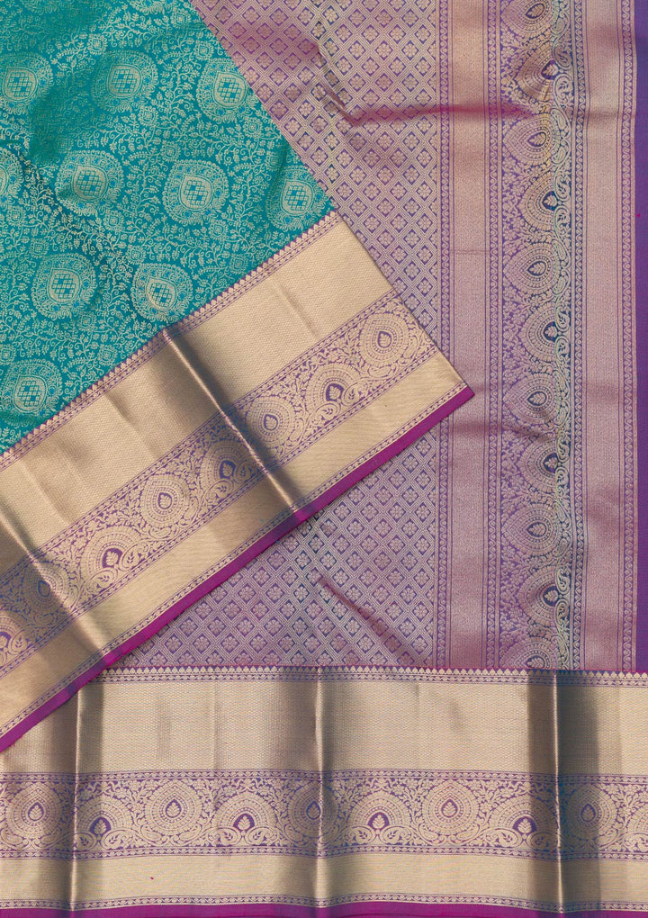 Rama Green Zariwork Pure Silk Saree-Koskii