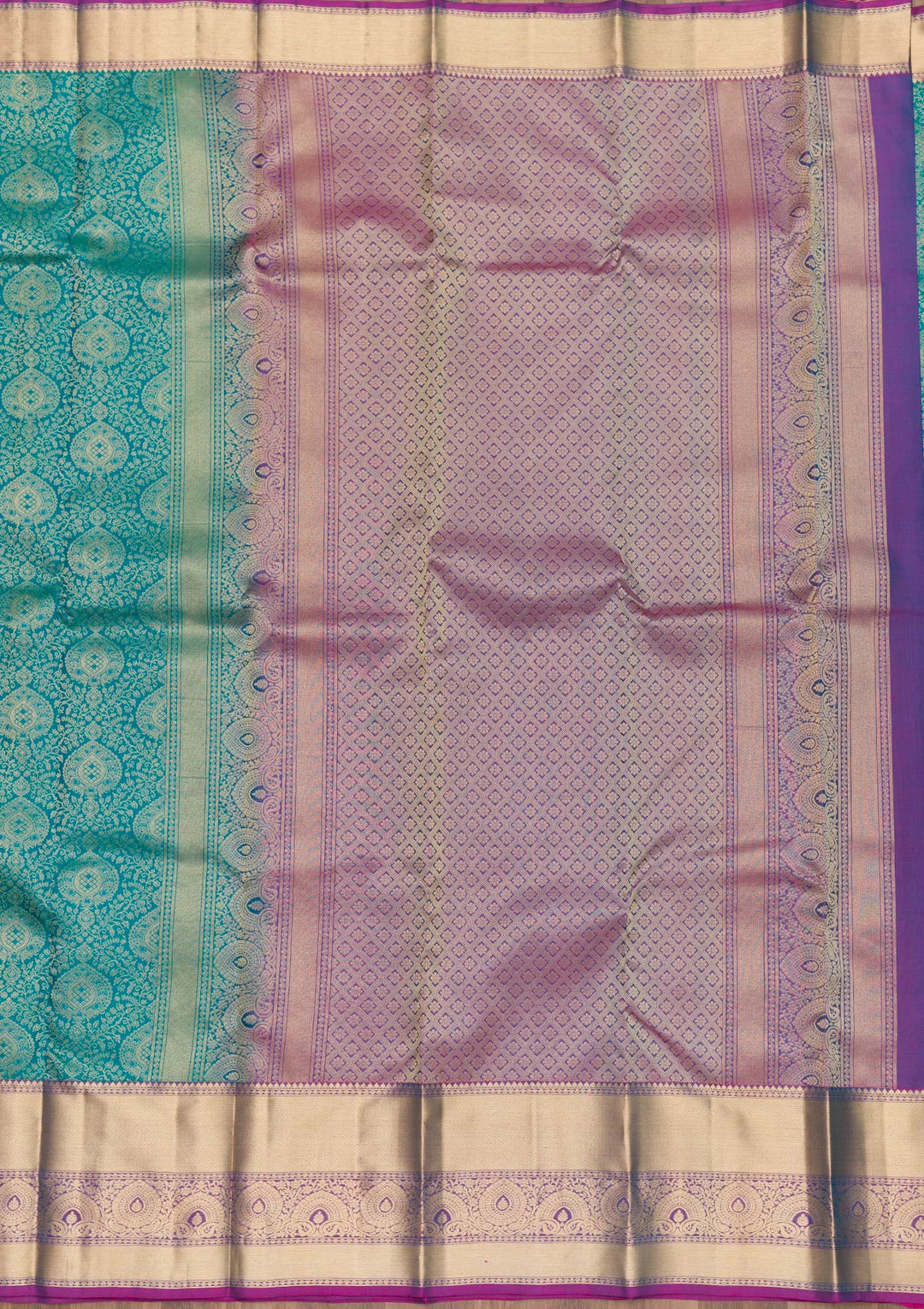 Rama Green Zariwork Pure Silk Saree-Koskii