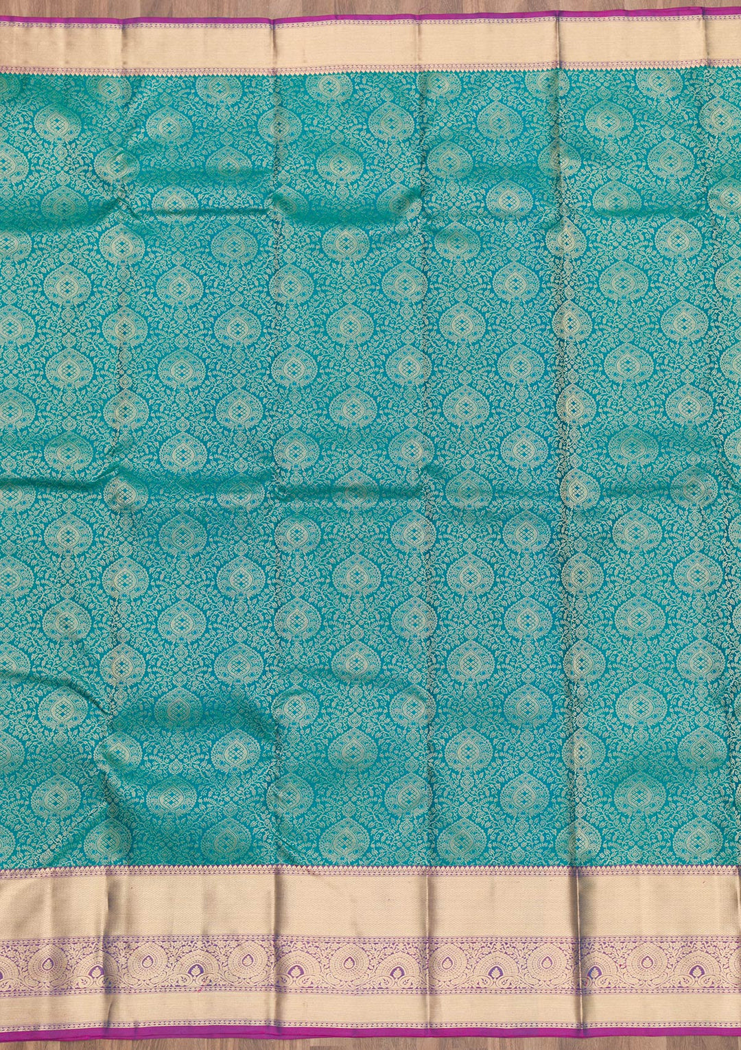 Rama Green Zariwork Pure Silk Saree-Koskii