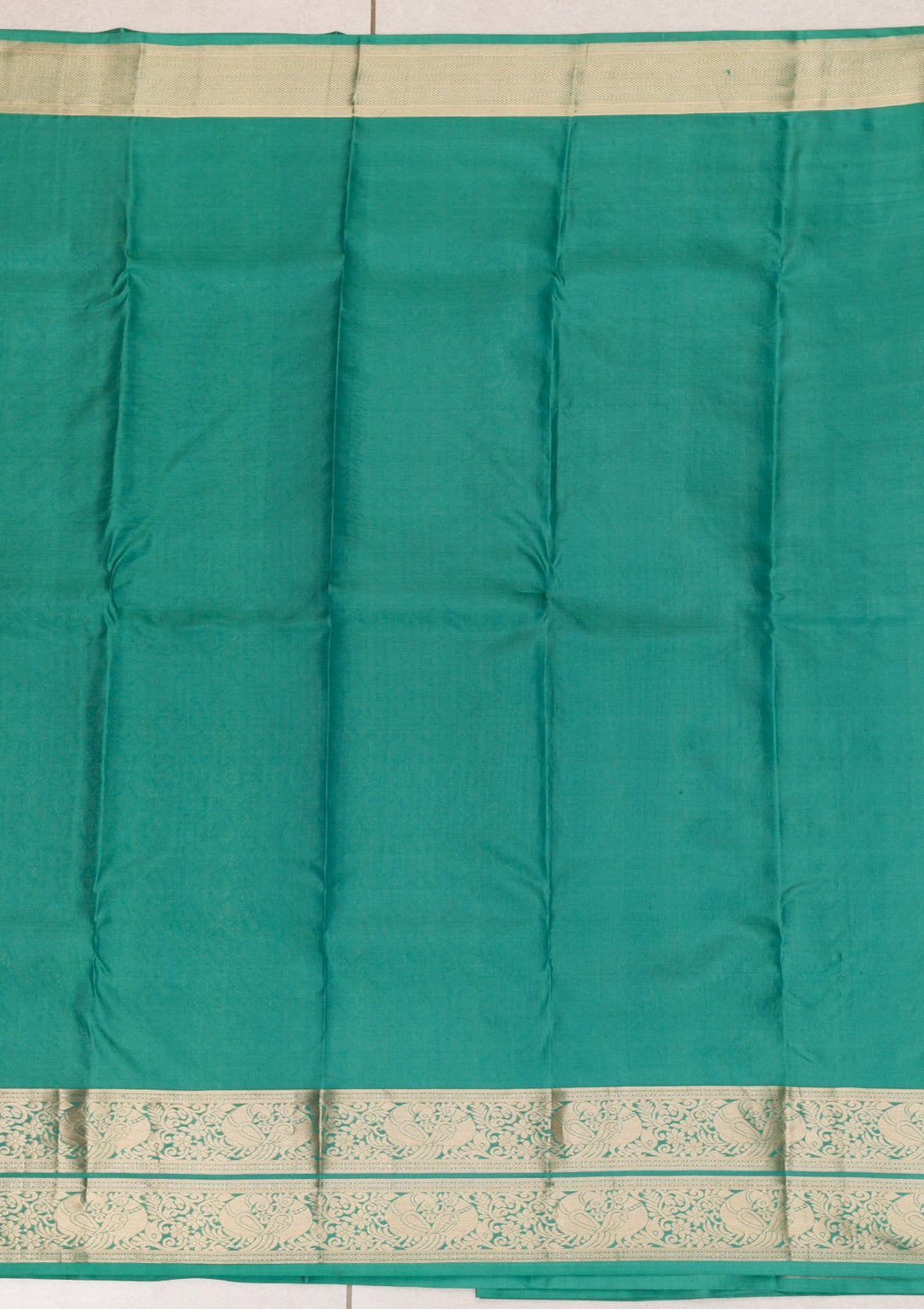 Rama Green Zariwork Pure Silk Saree-Koskii