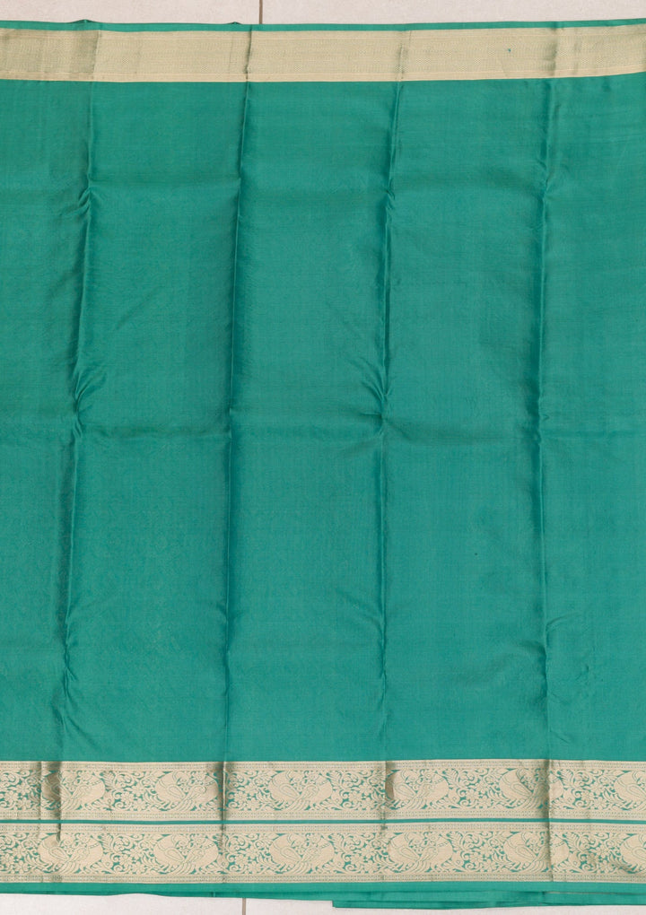 Rama Green Zariwork Pure Silk Saree-Koskii