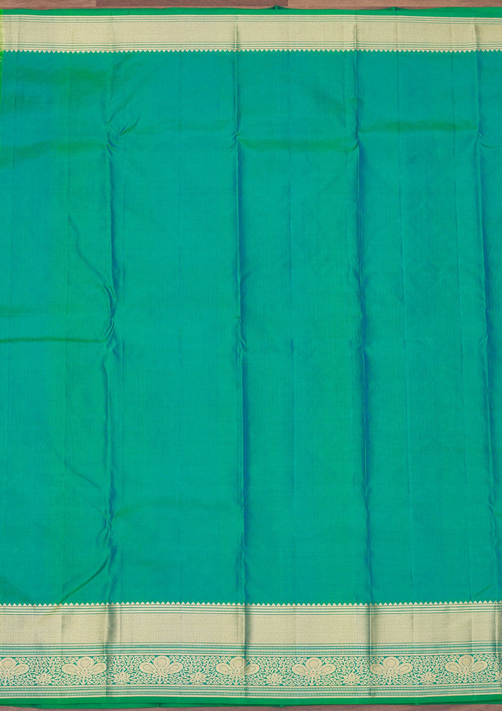 Rama Green Zariwork Pure Silk Saree-Koskii