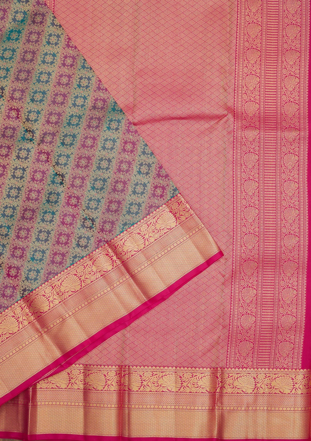 Rama Green Zariwork Pure Silk Saree-Koskii