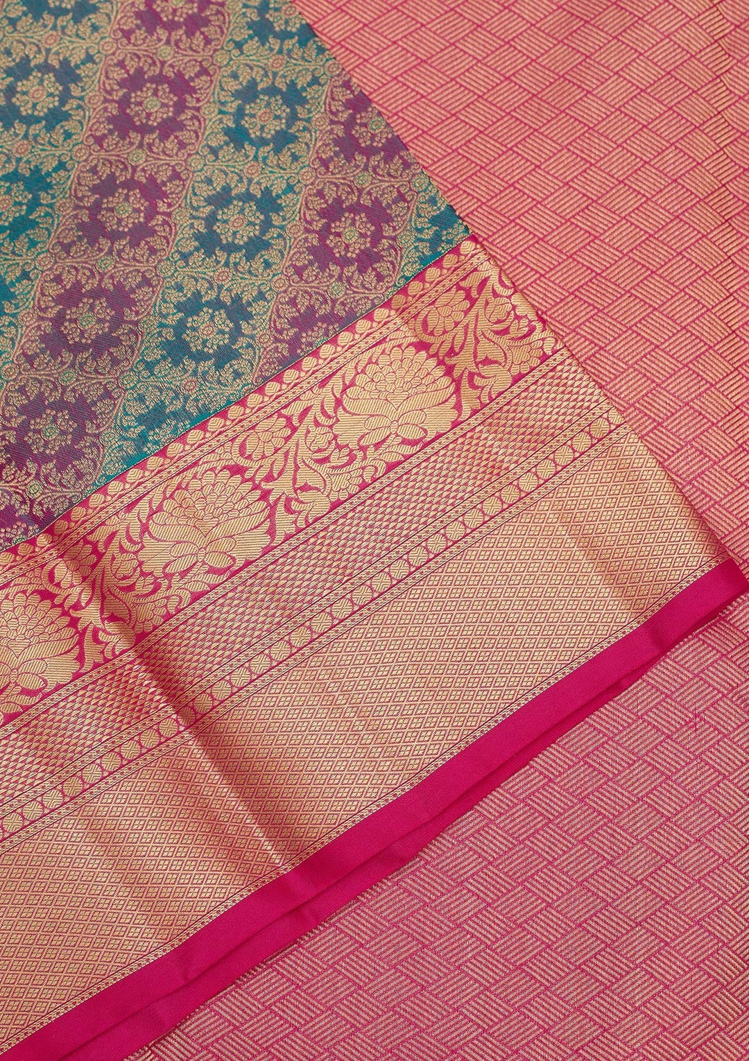 Rama Green Zariwork Pure Silk Saree-Koskii