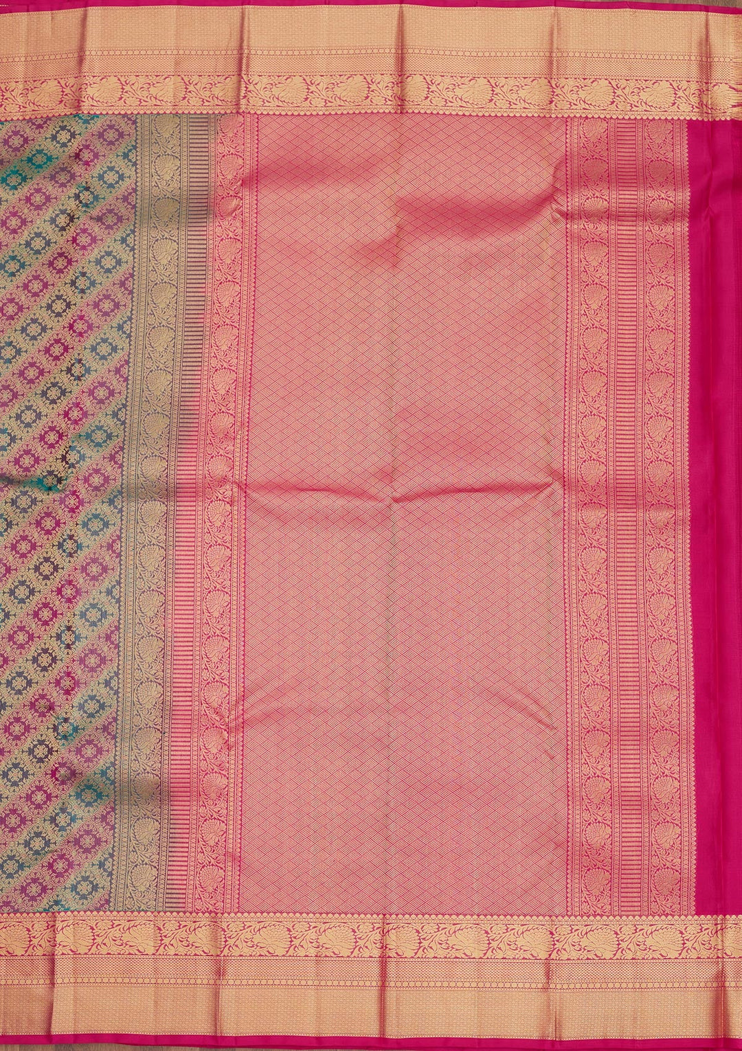 Rama Green Zariwork Pure Silk Saree-Koskii