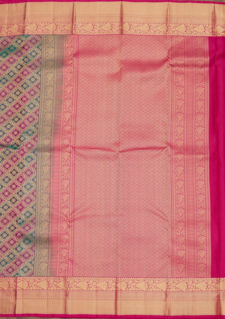 Rama Green Zariwork Pure Silk Saree-Koskii