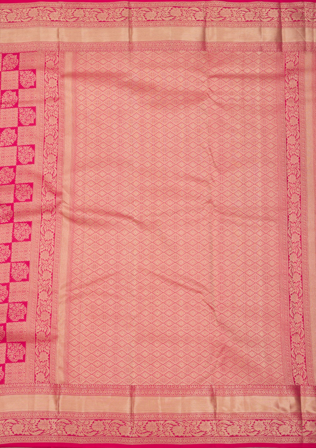 Rani Pink Zariwork Pure Silk Saree-Koskii