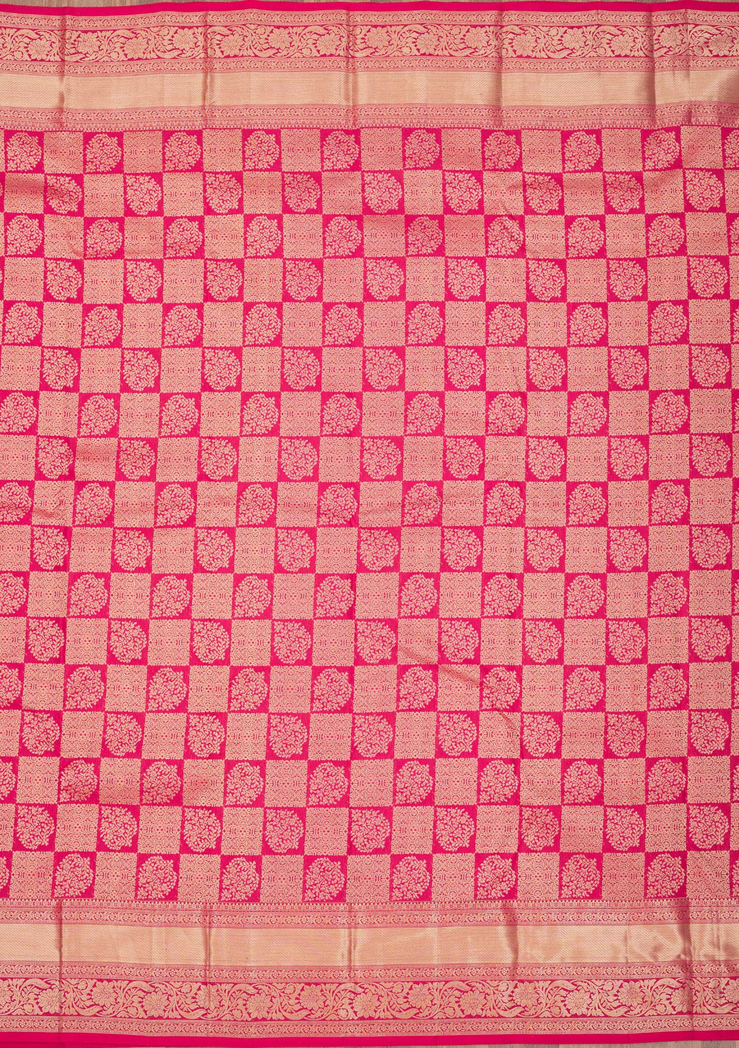 Rani Pink Zariwork Pure Silk Saree-Koskii