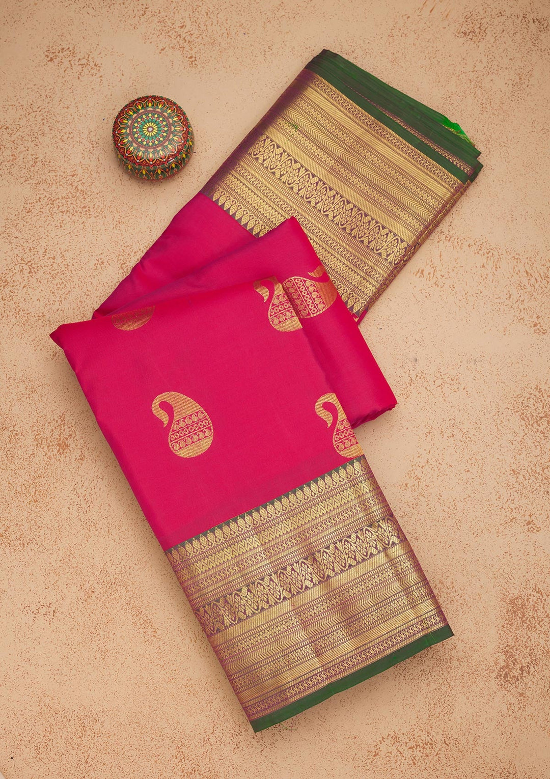 Rani Pink Zariwork Pure Silk Saree-Koskii